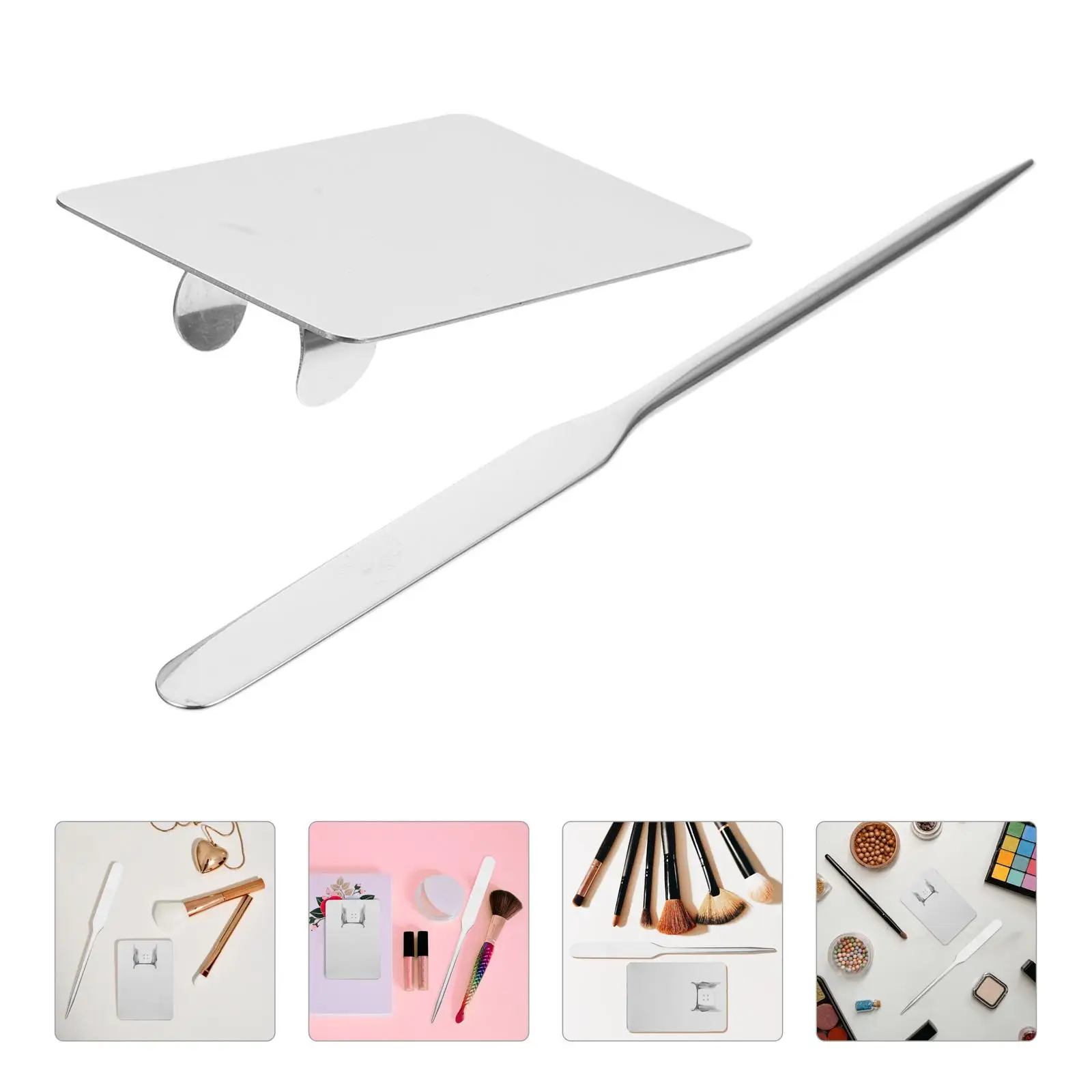 ステンレス鋼混合混合ツールパレットスパチュラセット簡単にきれいなコンパクトポータブルファンデーションブレンディングツール