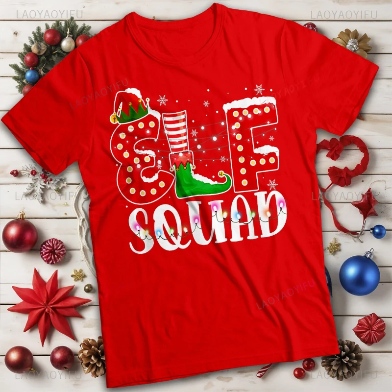 Elf Squad T-Shirt de noël drôle laid hommes et femmes T-Shirt pur coton col rond à manches courtes à la mode unisexe tout-Match streetwear