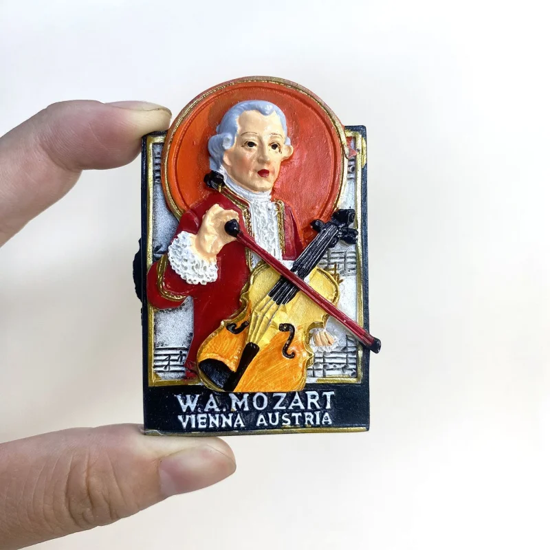 Austrian 3D Tourist Souvenir Mozart Half-Body 3D Popular Magnetic Refrigerator Magnet