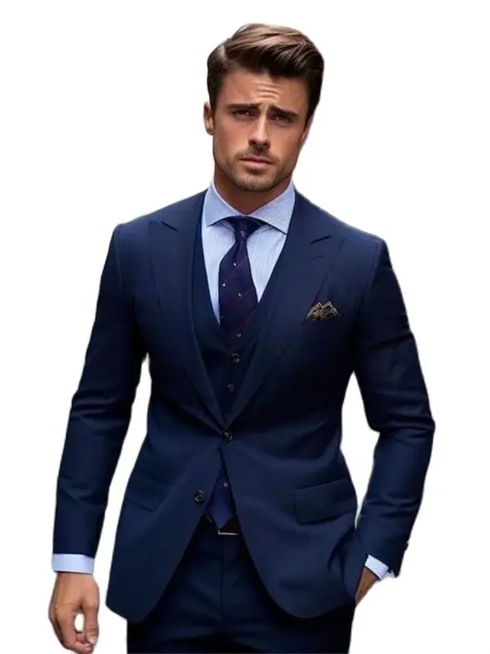 3 pezzi abiti da uomo da sposa formale l petto Peak risvolto giacca pantaloni gilet Slim Fit smoking di lusso su misura