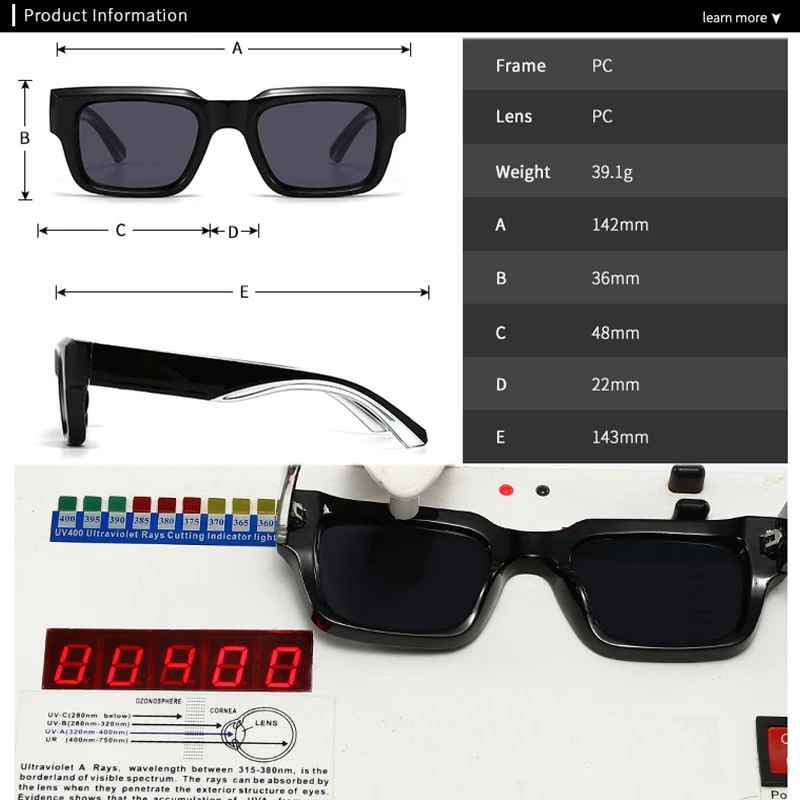 SO&EI Fashion Square Gradient Sunglasses Men Punk Wide Legs Eyewear Shades UV400 Retro Brand Designer Women Sun Glasses