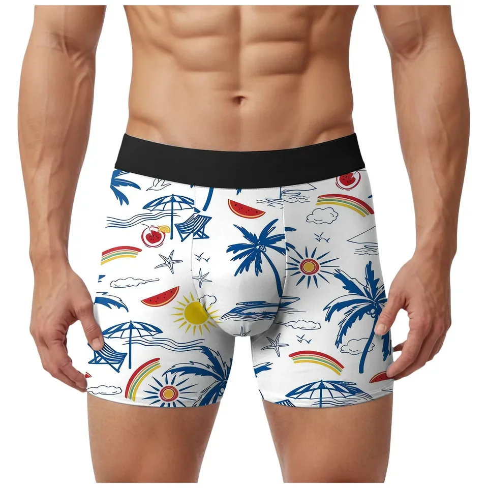 Mens Underware Men Boxer Shorts Hawaiian Beach Style Male Underpants Fashion Print Panties Man Comfortable Soft Lingerie