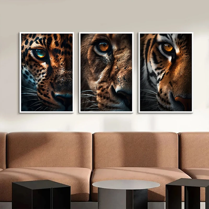 Animal Closeup Shots Wildlife Tiger Lion Eye Poster Prints Canvas Painting Wall Art Picture For Home Living Room Decor Cuadros