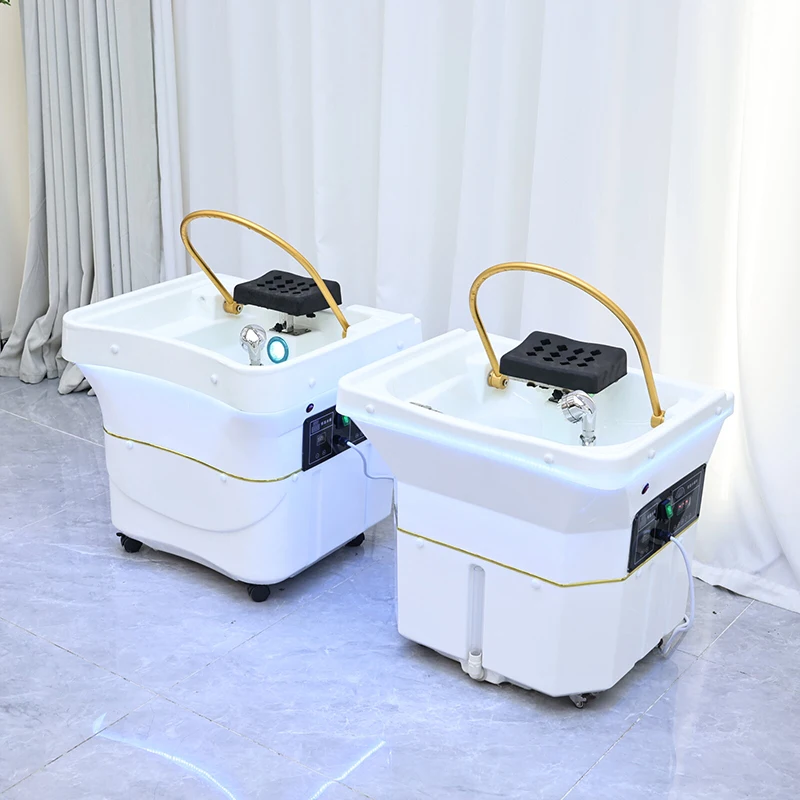 qk-Hair Spa Equipment Portable Head Sink Washing Basin Set Multifunction Modern Fumigation Shampoo Sink with Water Circulation@