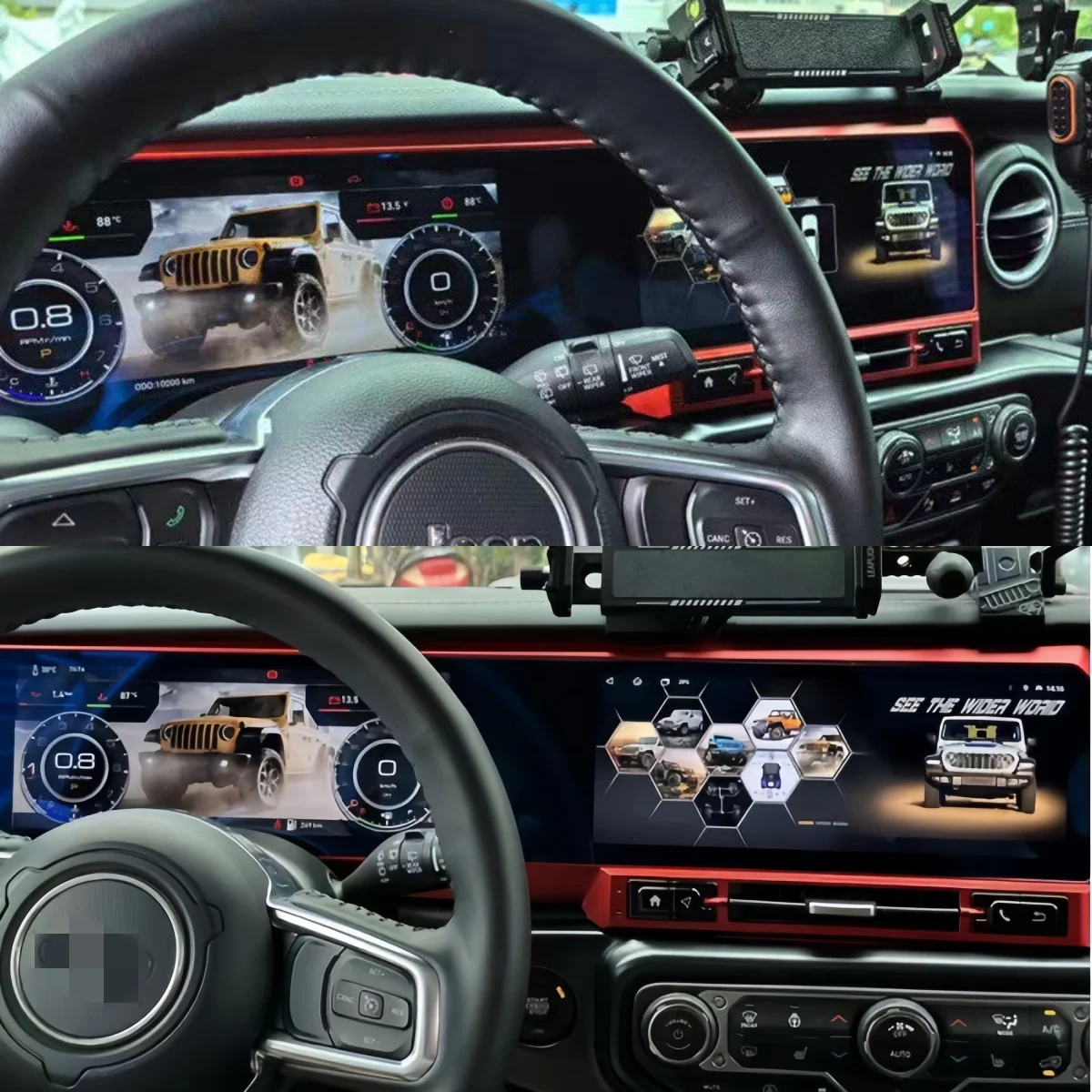 

12.3inch+12.3inch Android13 Dual Screen For Jeep Wrangler 2018-2022 Stereo GPS Carplay LCD Instrument Panel Car Radio Multimedia