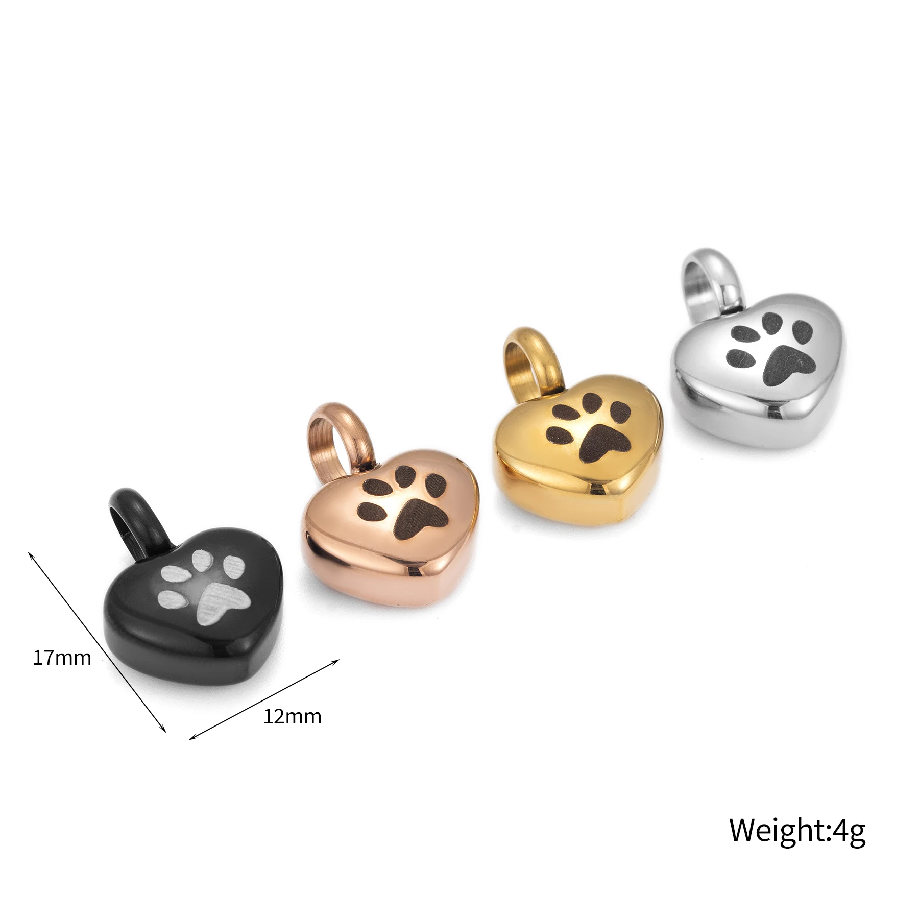 Stainless Steel Small Heart Locket Cremation Charms Pendant With Paw Print Memorial Ashes Urn for Makings Necklace/Bracelet Jewe