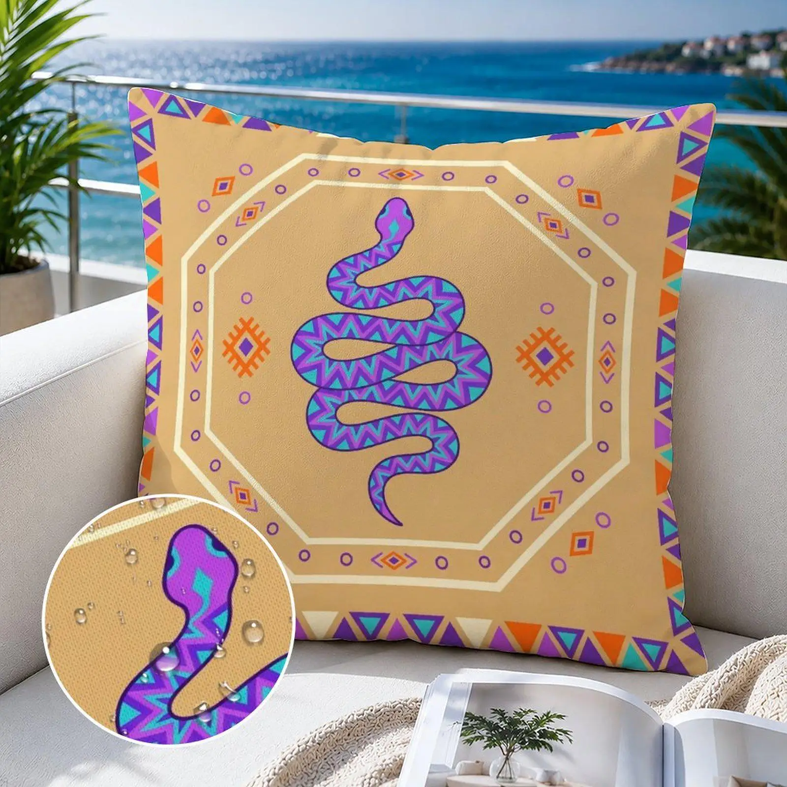 1pc Outdoor Waterproof Pillow Cover, Colorful Dopamine Animal Decor for Kids Room, Eclectic Throw Pillow, Funky Maximalist Art P
