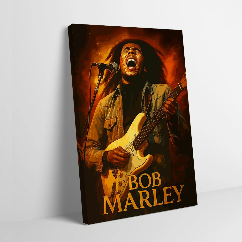 Bob Marley Performing With Guitar Poster Customizable Printed Canvas Painting for Pictures Wall Art Room Decorating Interior