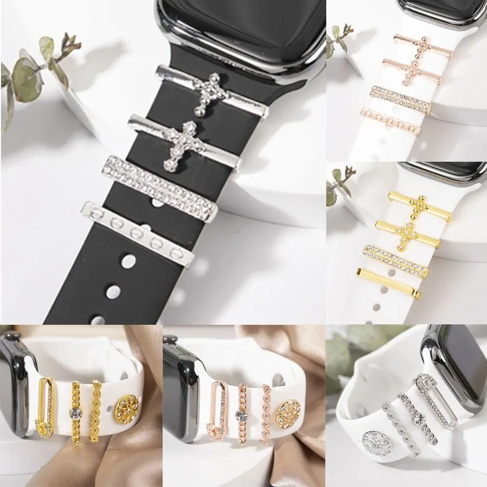

New Metal Watch Band Ornament Diamond Bracelet Decorative Ring Brooch Wristbelt Charms Strap Accessories
