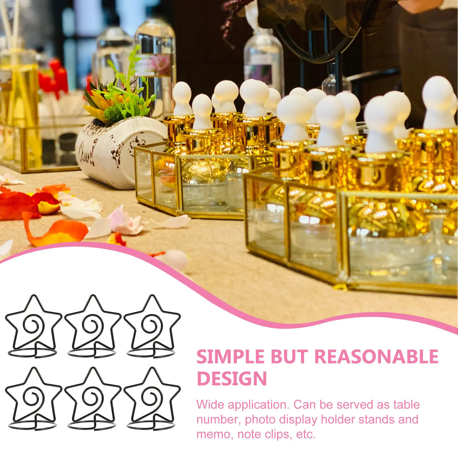 6Pcs Metal Seat Card Note Clips Portable Table Number Holders Photo Display Stands for Wedding Home Office Craft Decoration