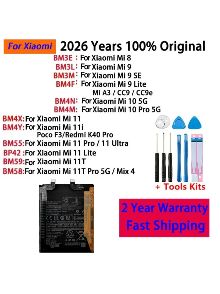 100% oryginalna bateria BM58 do Xiaomi Mi 8 9 10 11 11i 11T Ultra SE Lite Mi A3 CC9 CC9e Poco F3 Redmi K40 Pro Mix 4 5G Baterie — 2