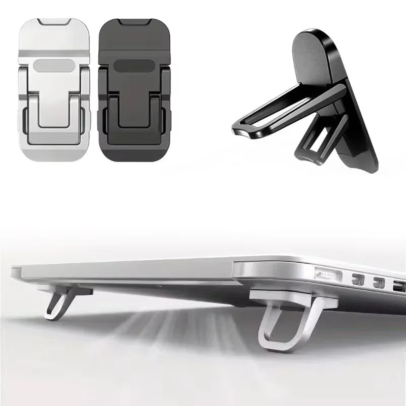 2PCS Mini Foldable Laptop Stand Portable Computer Keyboard Riser with 2 Adjustable Angles Self-Adhesive Invisible Notebook Stand