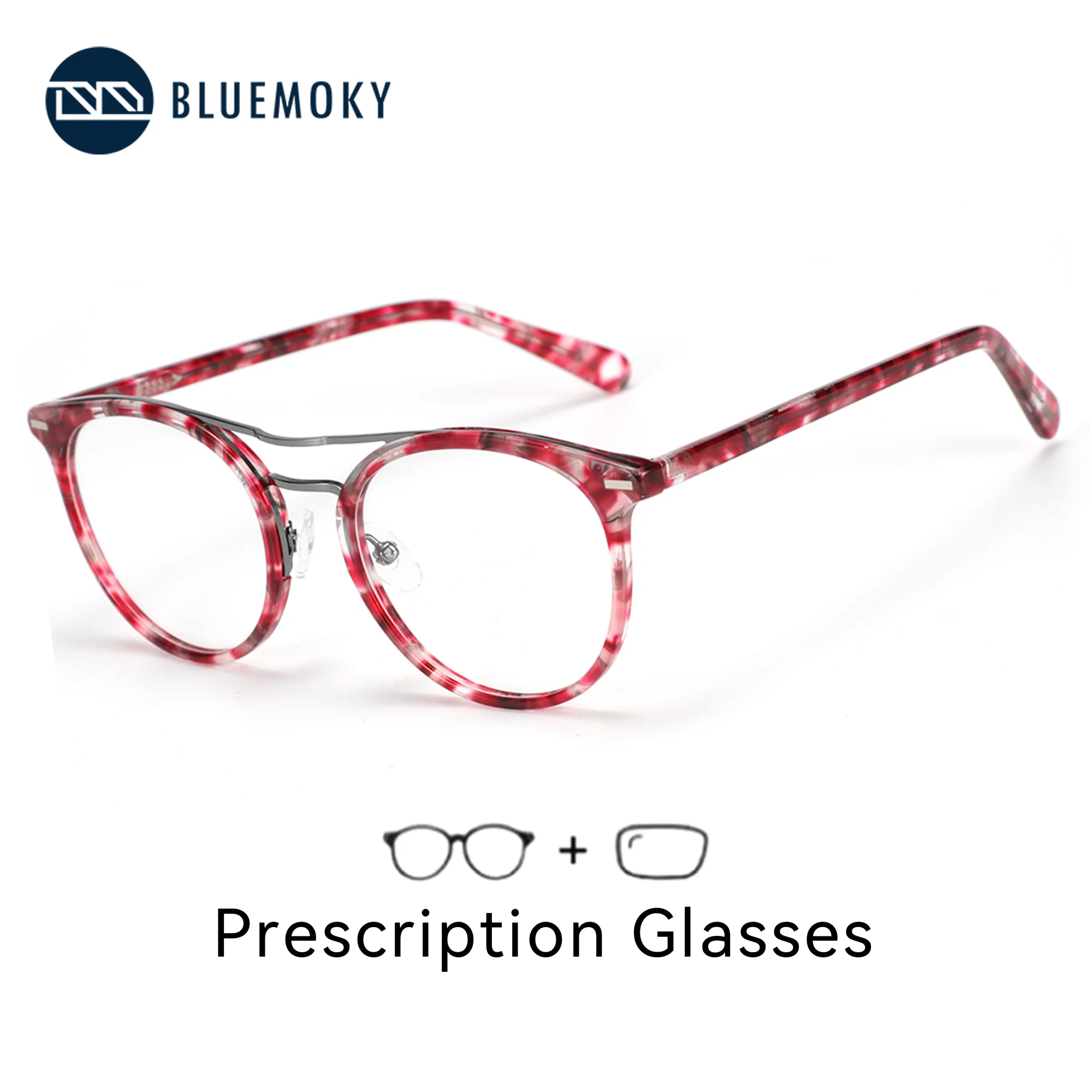 

Очки BLUEMOKY ручной работы из ацетата для женщин, круглые фотохромные оптические очки с фотохромными линзами