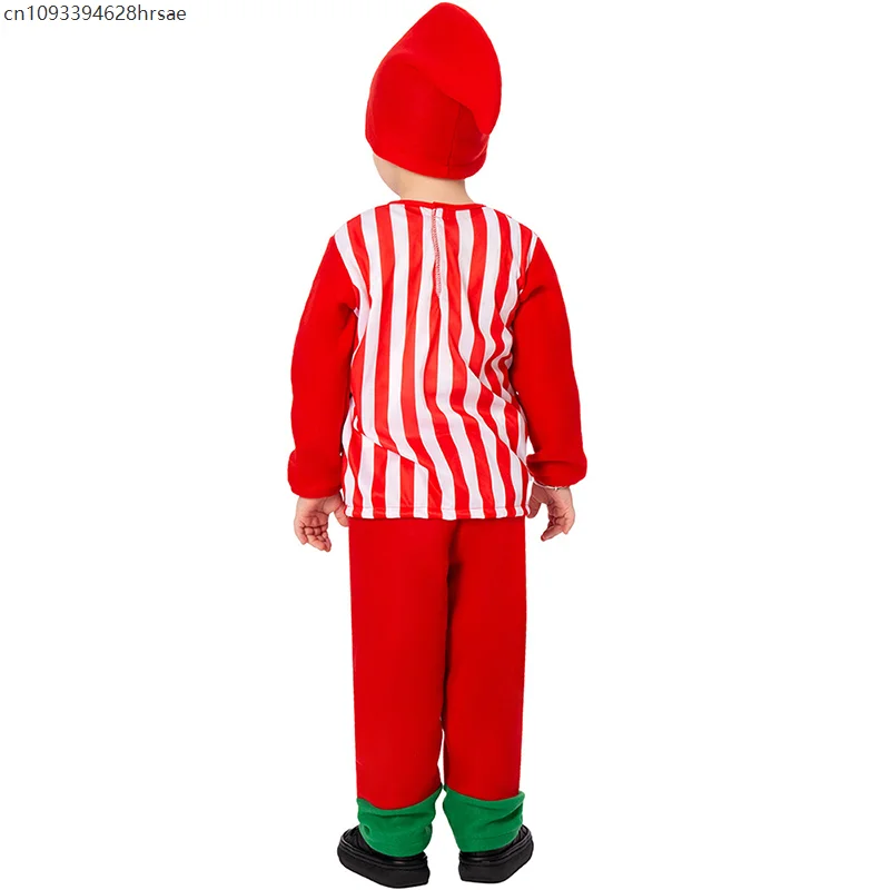 للجنسين بنين هدية عيد الميلاد صناديق زي مخطط سانتا البدلة الاطفال عيد الميلاد الطرود فستان بتصميم حالم زي #5