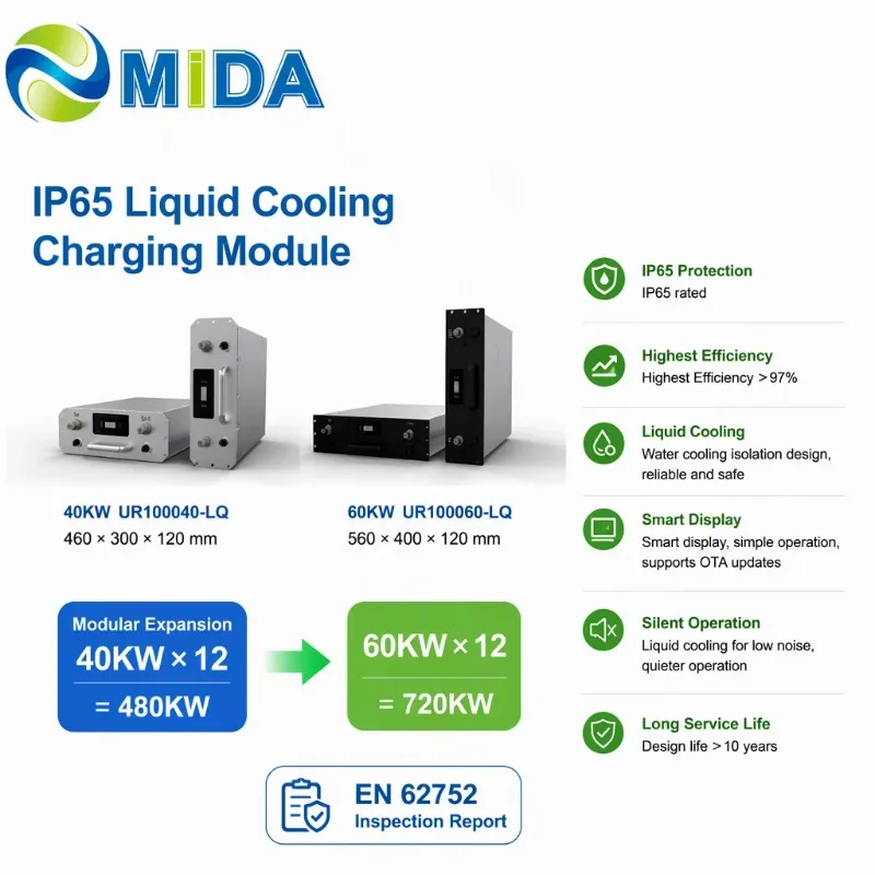 40KW UR100040-LQ Liquid Cooling DC Charging Module For DC Charger Station