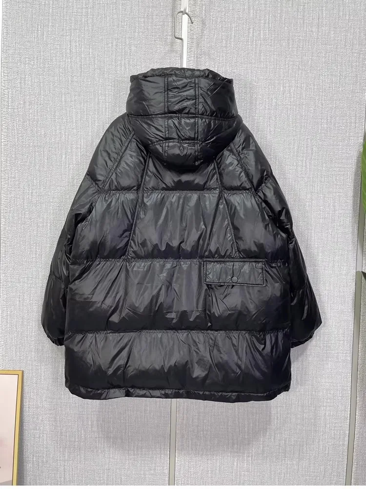 2025 neue Daunenjacke Winter Frauen Mit Kapuze Weiße Ente Puffer Mantel Weibliche Feste Kapuze Lose Reißverschlüsse Parkas Dame Warme Schnee Mantel