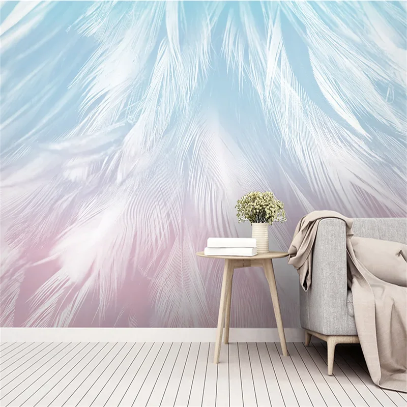Benutzer definierte Tapete 3d Wandbild nordische moderne minimalist ische weiße Feder Wohnzimmer TV Hintergrund Wand handgemalte Textur Kunst
