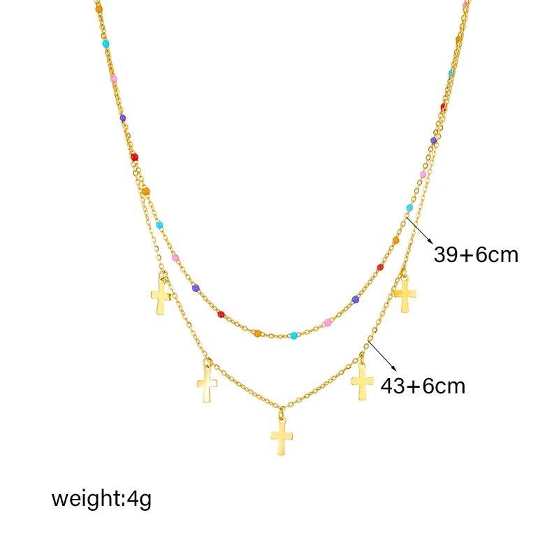 LAMENGLY 316L Stainless Steel Cross Pendant Necklace For Women Girl Fashion Multi-layer Neck Chain Non-fading Jewelry Gift Party