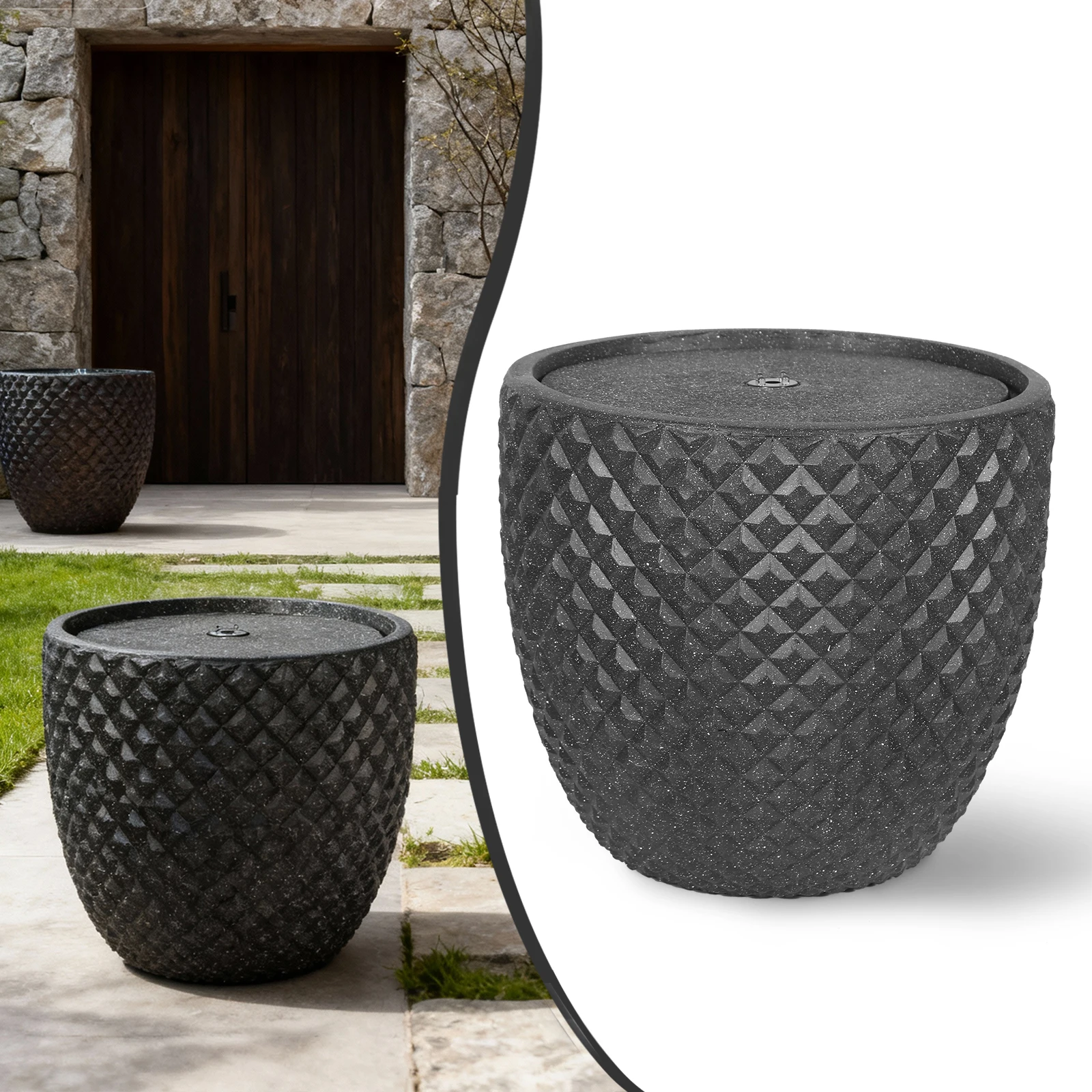 

14-дюймовый солнечный фонтан с пузырьками, круглый, каменный, на солнечной энергии, со светодиодной подсветкой и насосом для сада, патио, двора, террасы