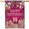 Champagne House Flag, Festive Celebratory Air-Float Balls Stars Birthday Peach Double Sided Burlap Outside Large Garden Flag llz