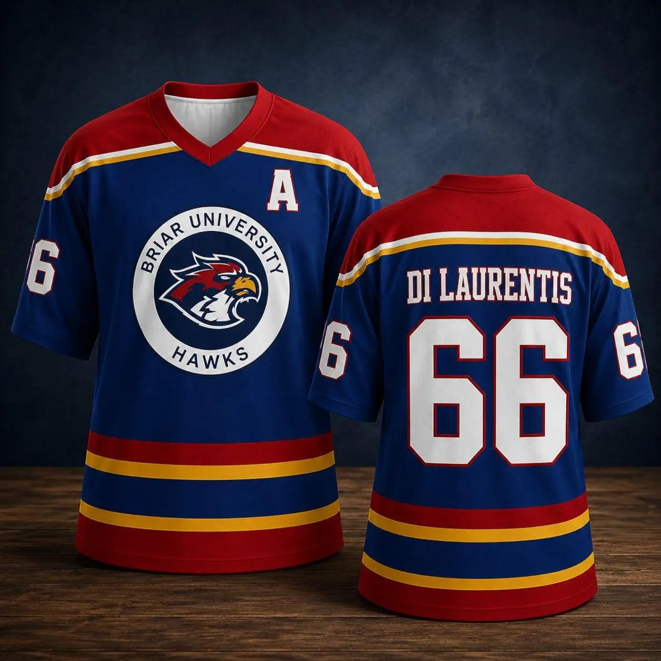 Briar University Hawks Hockey-Trikot Elle Kennedy Off-Campus Graham 44 Logan 22 Tucker 46 DiLaurentis 66 Cosplay Y2K Sportshirt – Detail 11