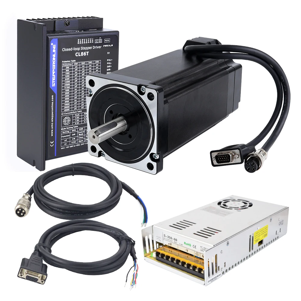 STEPPERONLINE 1 Axis Nema 34 12Nm Closed Loop Stappenmotor Kit Hybird Servo Driver CL86T 86 2 Fase Nema34 Stappenmotor
