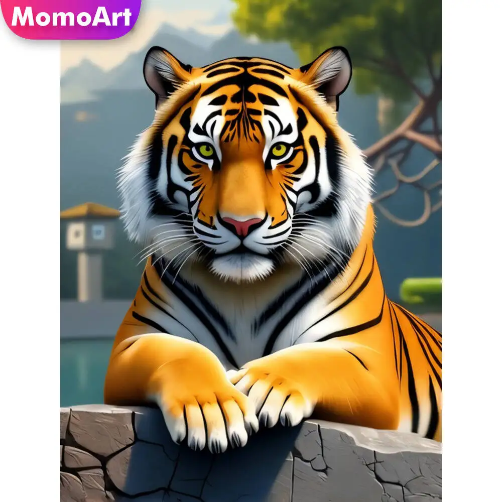 Momoart Katze Diamant Malerei Tier bunte Diamant Mosaik Bild Strass Mond Wand Dekor