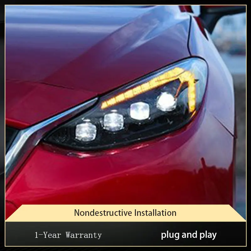 أضواء السيارة لمازدا 3 Axela 2014 2015 2016 Mazda3 المصباح DRL رئيس مصباح أضواء الجبهة 4 العارض عدسة تسليط الضوء على الملحقات #3