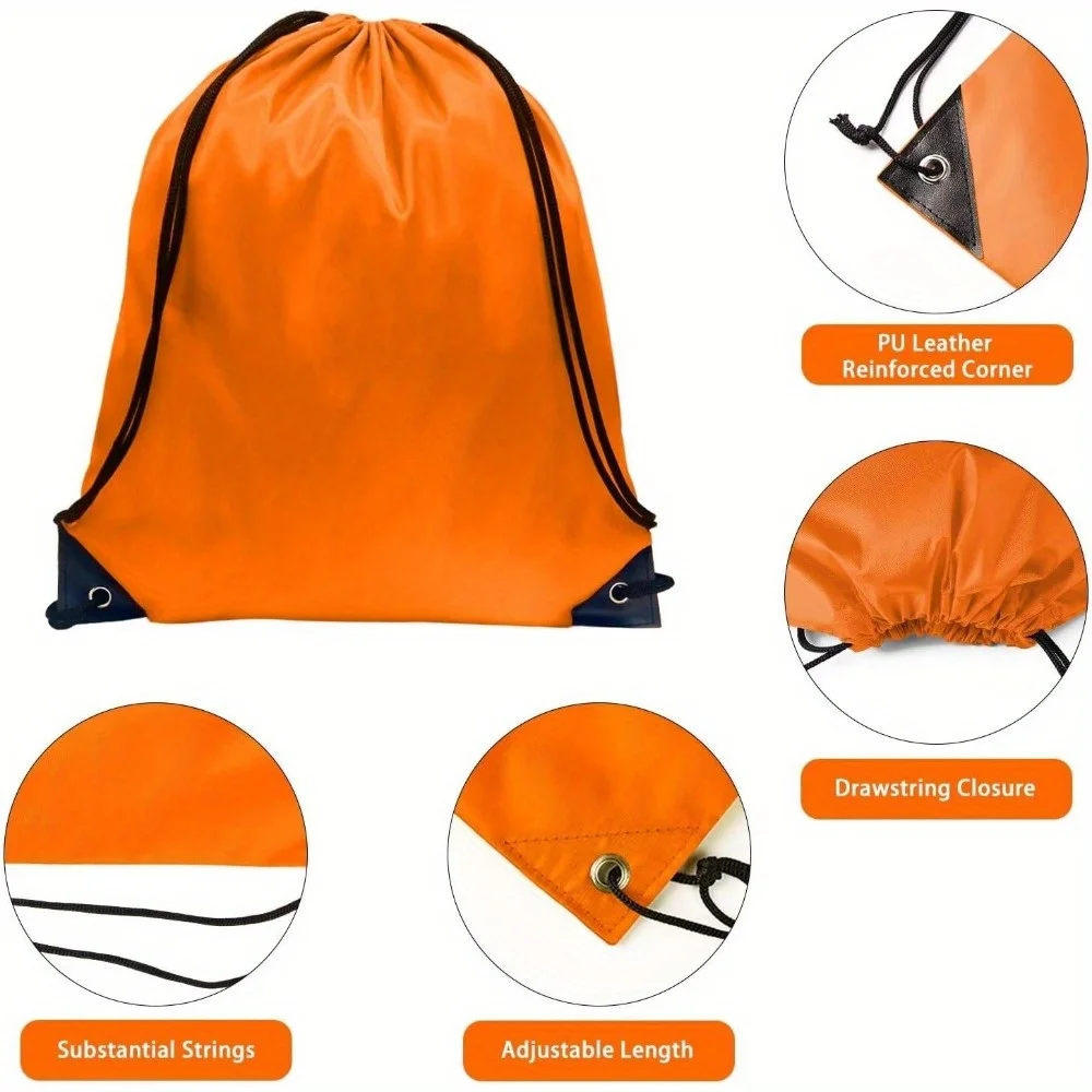 20Pcs Drawstring Backpack Draw String Back Bag Cinch Bags Drawstring Sack Bulk Gym Bag (Orange+Green)