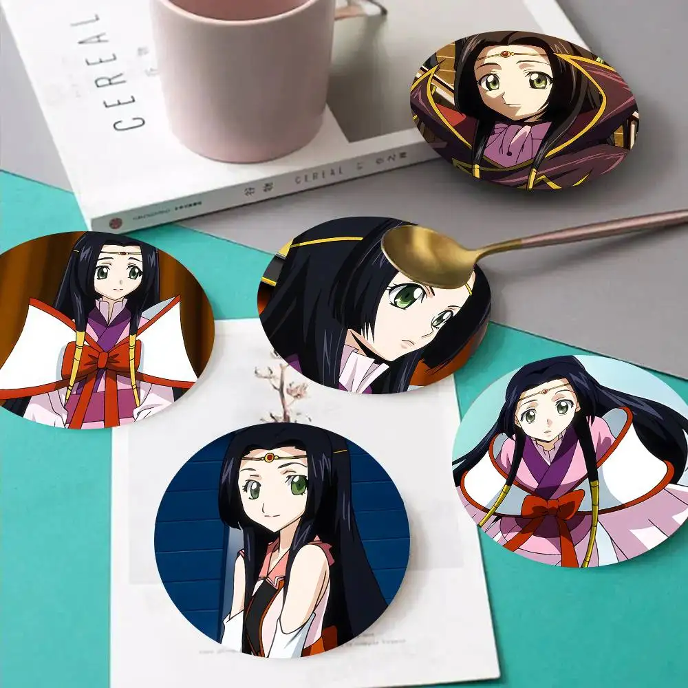 1pc Kaguya Sumeragi Code Geass Wooden Coaster Colour Printing Cup Mat Home Desk Decoration Gifts