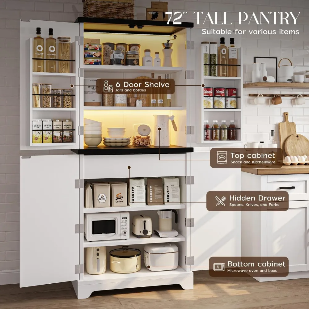 خزانة كتب حديثة طويلة قابلة للتعديل مع أرفف تخزين 70.8 ومقابض معدنية وخيارات الأبواب لتنظيم المنزل