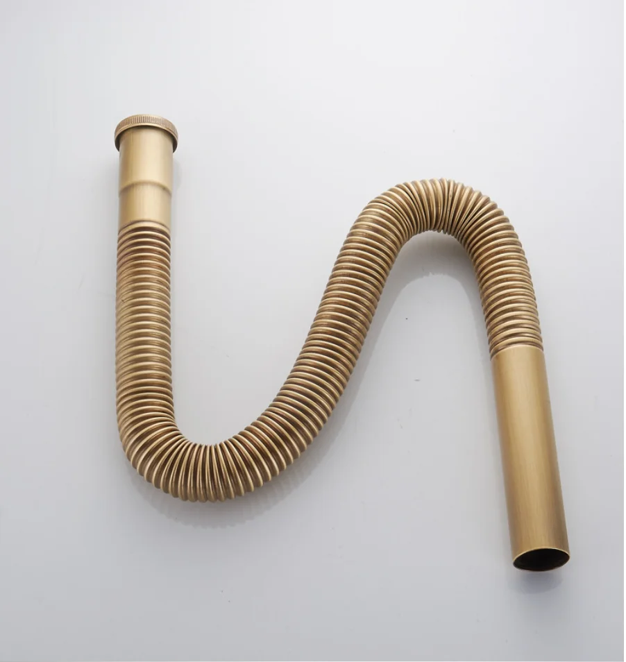 

Труба для канализации в старинном стиле, дренажная труба, S-образный сливной клапан, слив для раковины, умывальника, тумбы для ванной комнаты.