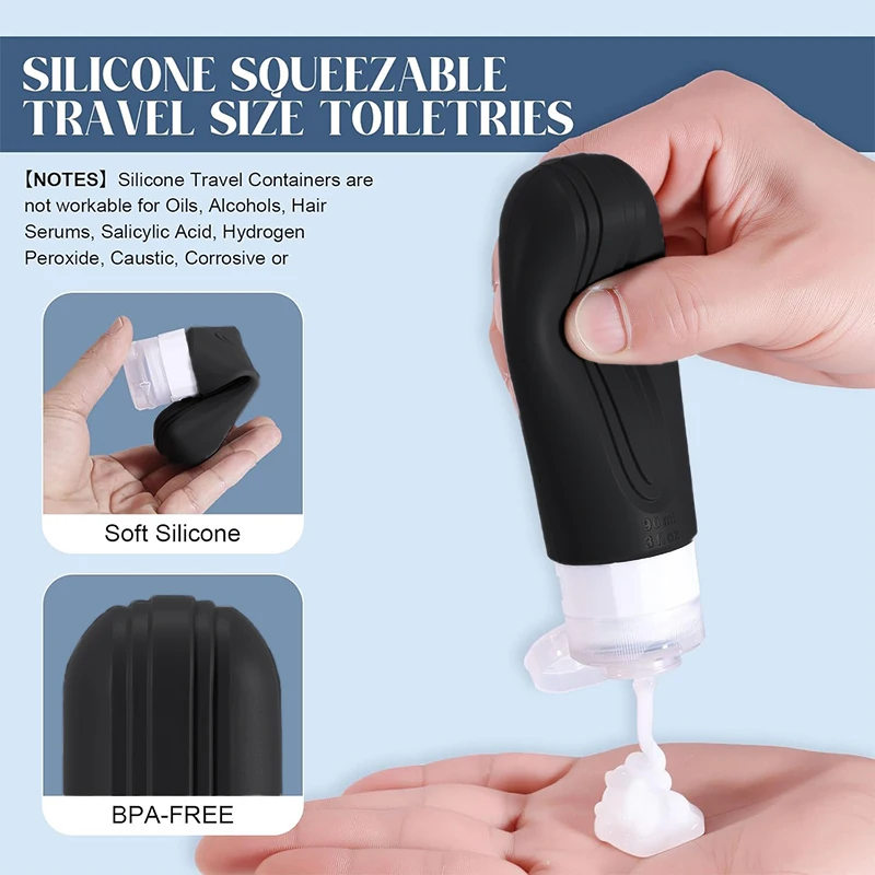 90 ml/set bottiglia riutilizzabile per shampoo balsamo lozione bottiglie di cosmetici da viaggio in silicone contenitori vuoti da spremere a tenuta stagna