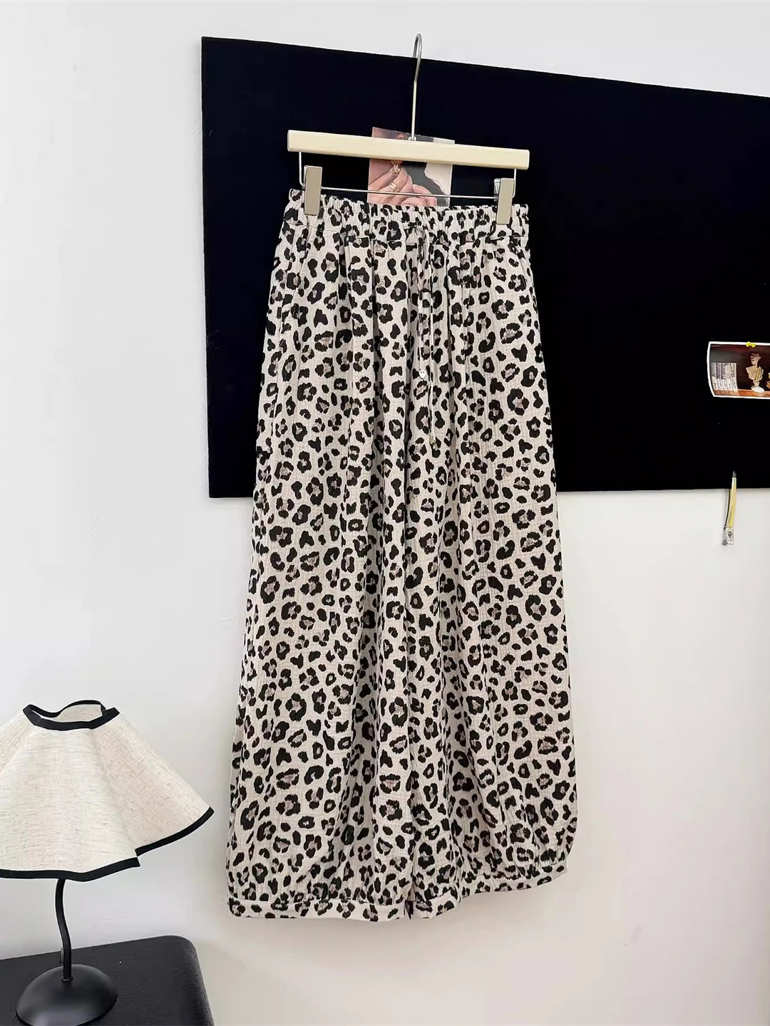 

Classic Versatile Style! Refreshing Linen Leopard Print Carrot Pants Women Summer Loose Slimming Casual Nine Ice Silk Long Tr...