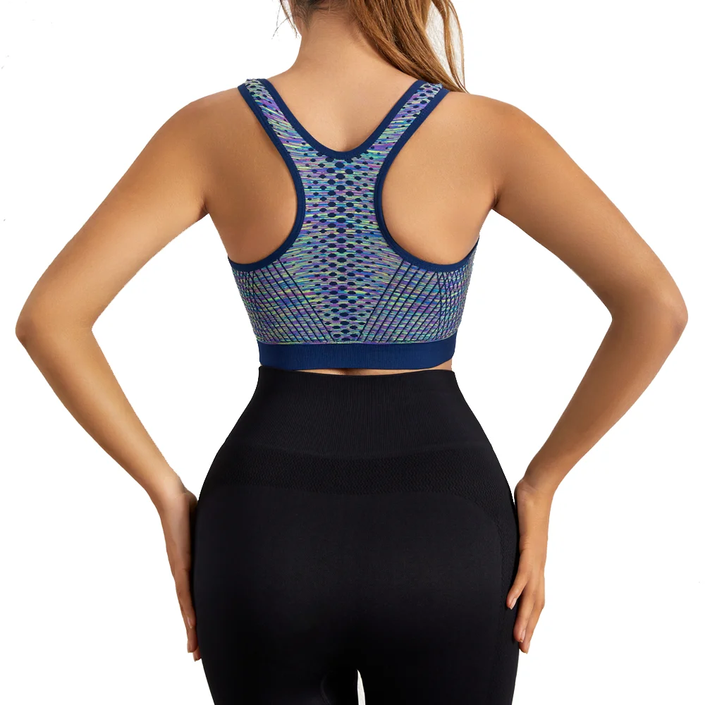 Women Sports Bra Front Zipper Sports Bra Breathable Shock-proof Underwear High Impact Yoga Bra Running Vest Fitness Workout Tops image 4