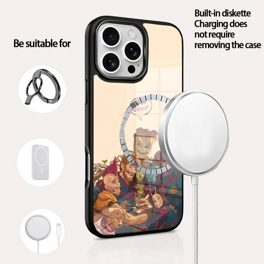 

G-Guardians Of The Galaxy Phone Case For IPhone 16 15 14 13 12 11 Pro Max Plus Mini Magsafe Mirror Wireless Magnetic Cover