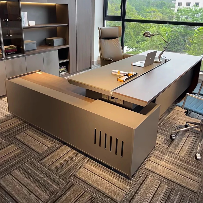 xx-Brown Executive Desk Storage Leg Support Modern Drawers Office Desks Cheap Wood Luxury Escrivaninha Office Furniture*