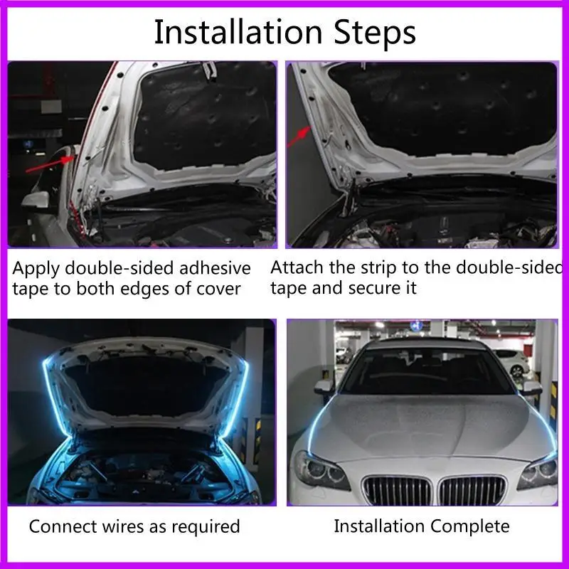 R9CC 180cm Length Car Hood LED Light Strip Auto Daytime Running Light Front Headlight