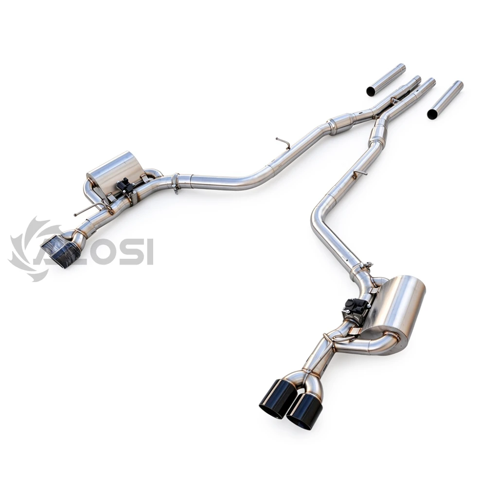 High-performance 4 exhaust tip with valves for Dodge Charger HEMI 6.2 2014-2023 stainless steel valve control cat back exhaust