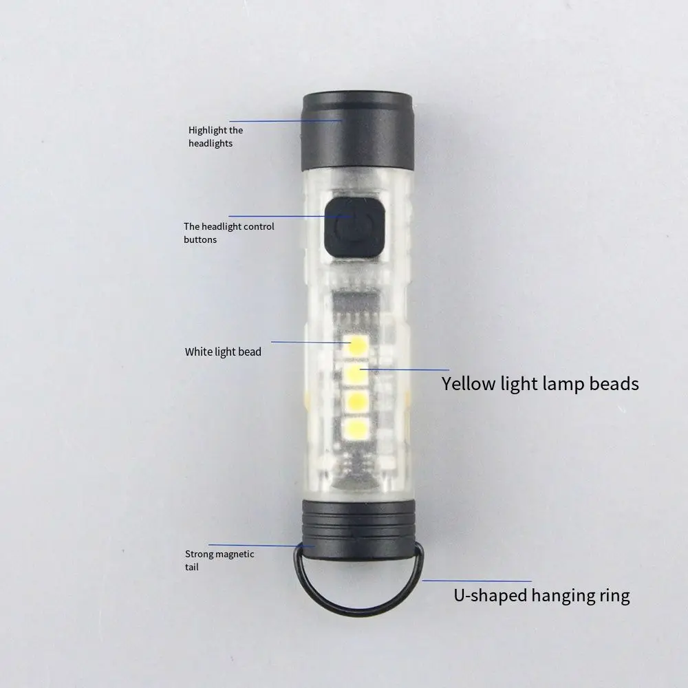 Lampada a LED Mini portachiavi impermeabile Torcia ricaricabile Magnete Portachiavi Luce Torcia portatile leggera creativa Escursionismo