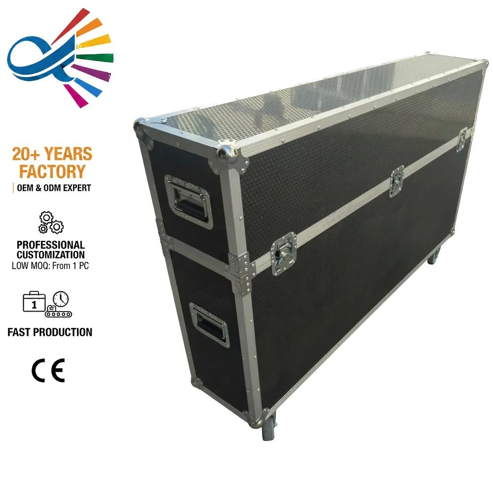 Heavy Duty TV Flight Case for 55 65 75 85 86 Inch Flat Screen LCD LED Plasma Monitor Road Box with Wheels for Event Tour Pro
