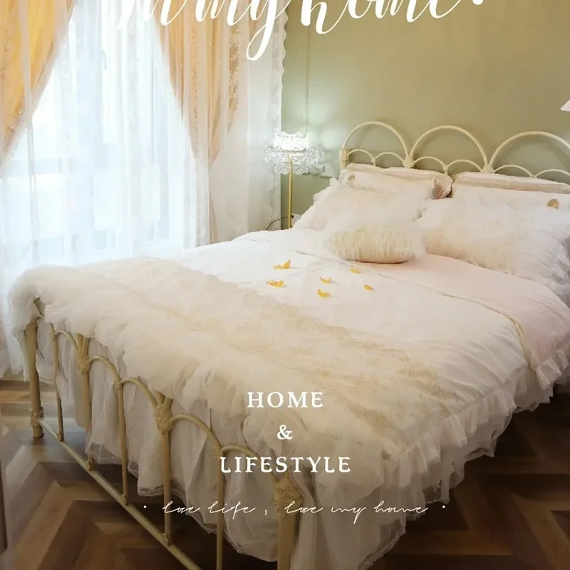 French-style wrought iron bed, double bed, iron frame bed, children's home 1.5m, 1.8m princess , single vintage iron