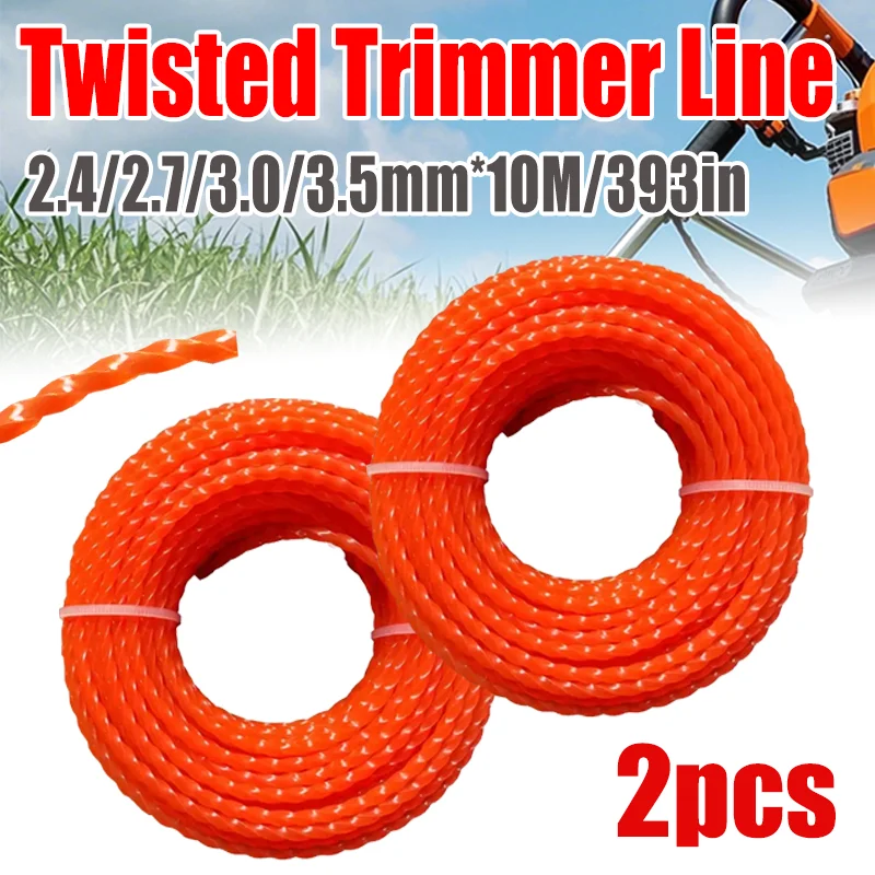 VARIEA-2 Pack - Durable Rotating Lawn Mower Cable, Diameter 2.4/2.7/3.0/3.5 MM, Length 393 Inches, High Cutting Performance