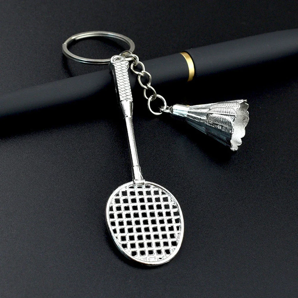 Vintage Badminton Racket Keychain Mini Metal Sport Keyring For Women Men Car Key Holder Boy Backpack Pendant Fans Souvenir Gifts