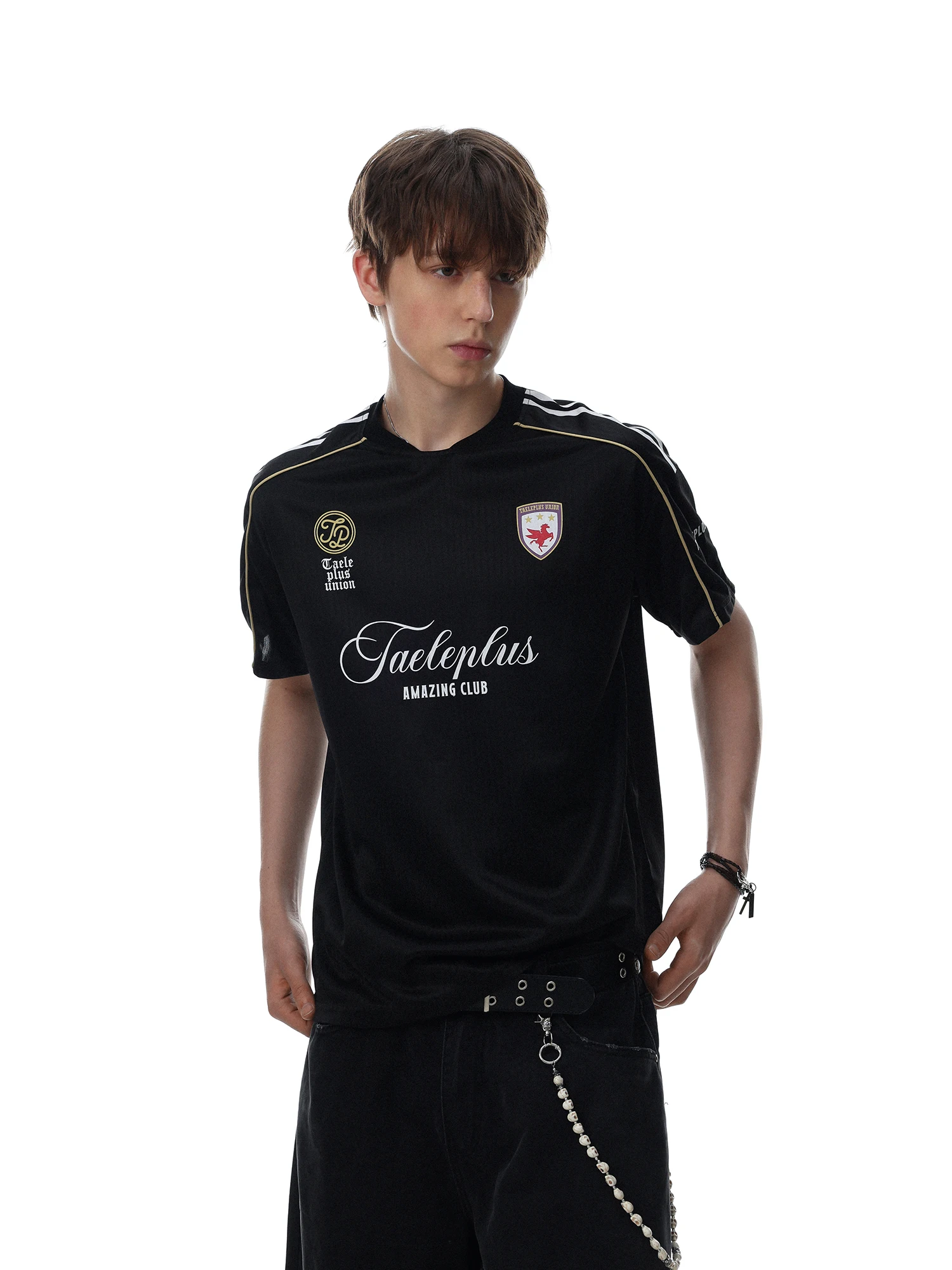 Loose Men's T-shirt Short Sleeve American Style Retro Ball Jersey Letter Print Comfortable Breathable Sporty Trendy Top
