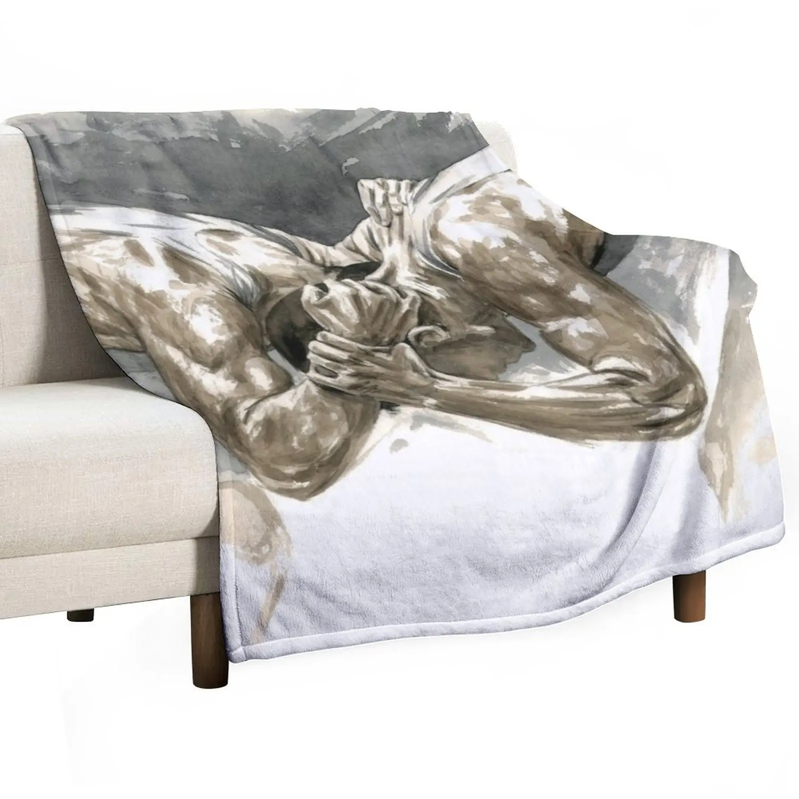 Headbanger - Wrestling Watercolor Throw Blanket blankets ands Single Weighted Thin Blankets