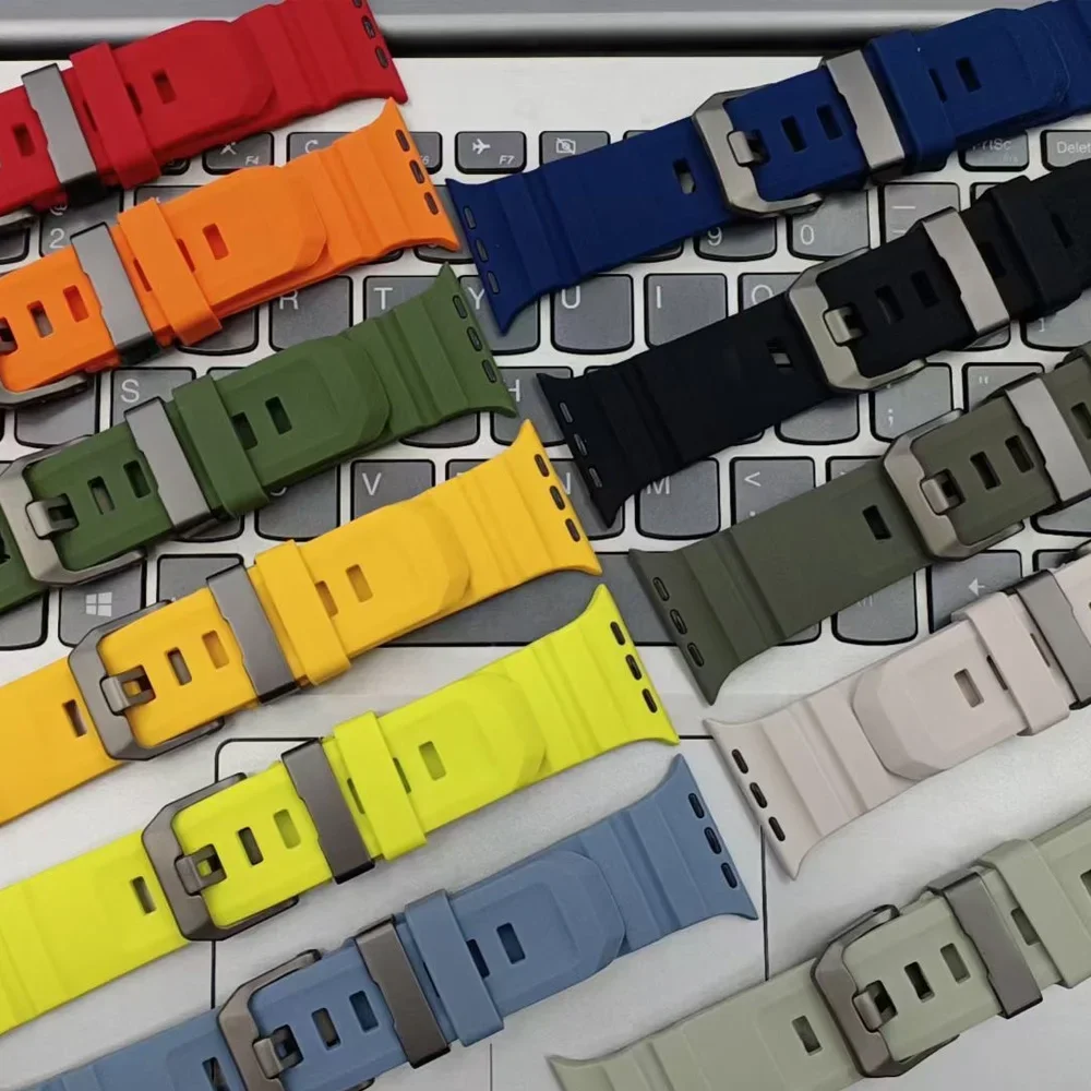 Trail Silicone Band for Apple Watch Ultra 2 49mm Strap Series 10 46mm 9 8 7 45mm Rubber Bracelet Belt iWatch 6 5 SE 44mm Correa