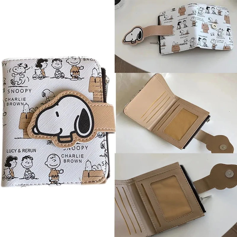 

HOT Sale Snoopy Purse Anime Cartoon Short Coin Wallet High Value Cute Zipper Student ID Holders Multi Slot Bag Birthday Gift