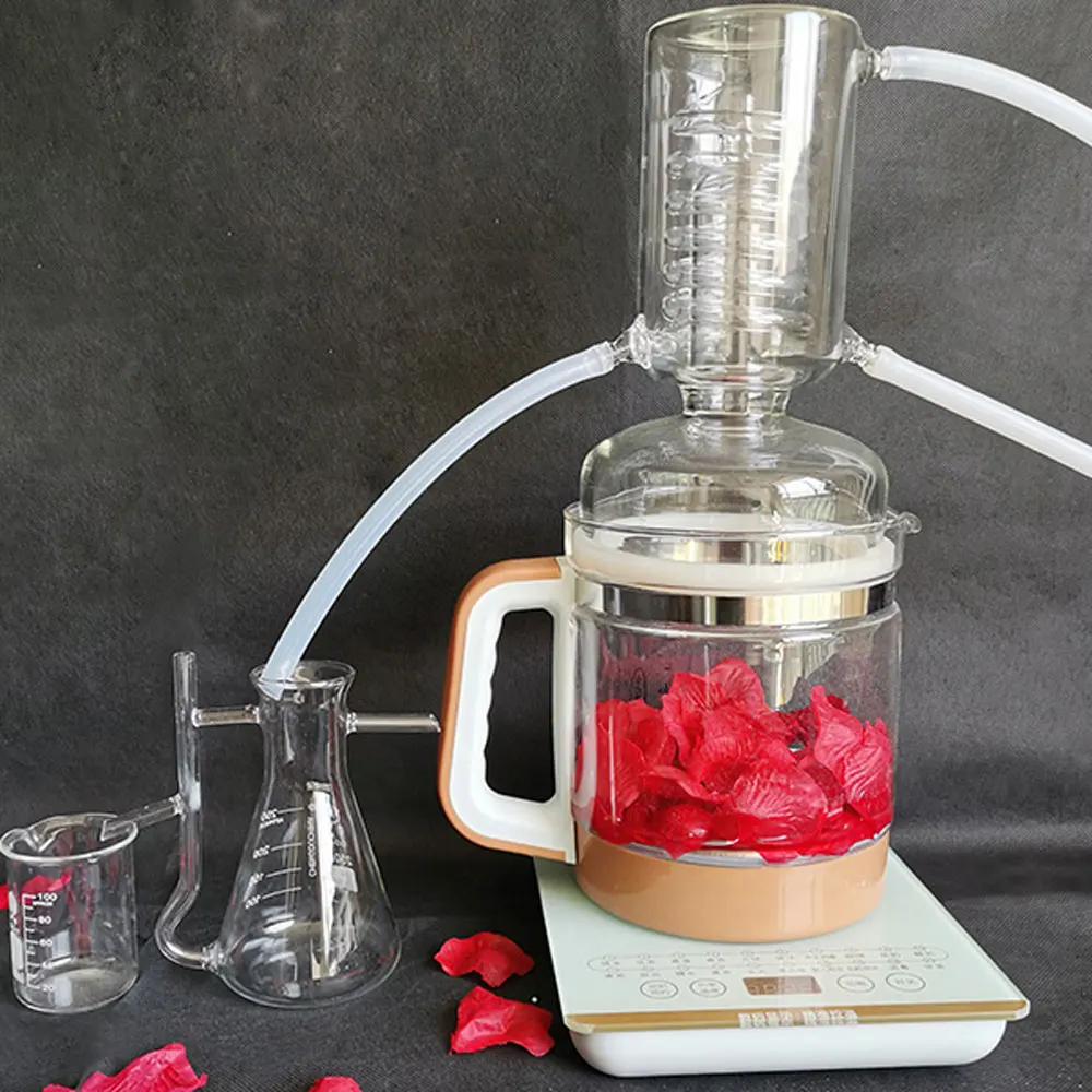 3.2L Water Distiller Small Glass Mini Distillation Machine Wine Oil Distiller Extraction Oil Hydrosol Machine