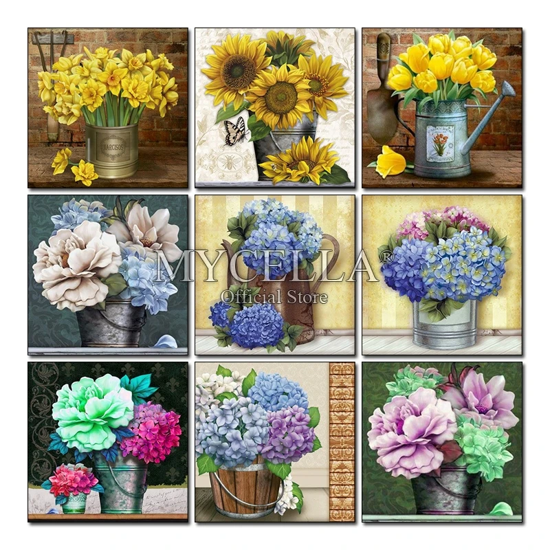 

5D DIY Diamond Painting Flowers Embroidery Cross Stitch Mosaic Full Square Drill Rhinestone needlework ダイヤモンドアートdecoración hogar